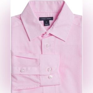 Tommy Hilfiger Boys Long Sleeve Dress Shirt in Pink Gingham- Size 16